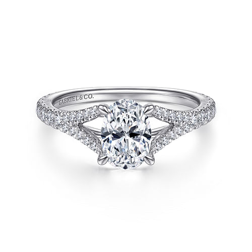 14K White Gold Oval Diamond Engagement Ring