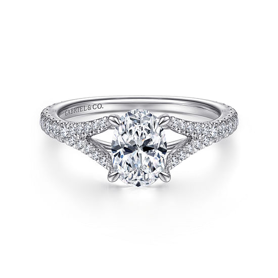 Gabriel - 14K White Gold Oval Diamond Engagement Ring