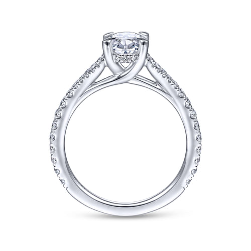 14K White Gold Oval Diamond Engagement Ring