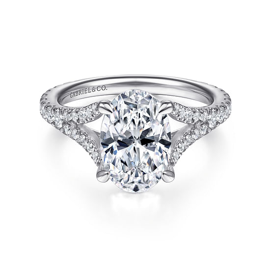 Gabriel - 14K White Gold Oval Diamond Engagement Ring