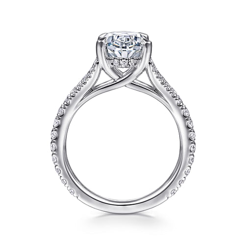 14K White Gold Oval Diamond Engagement Ring