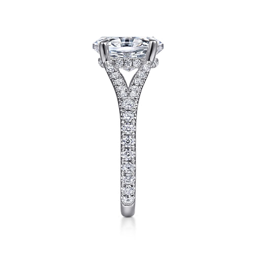 14K White Gold Oval Diamond Engagement Ring