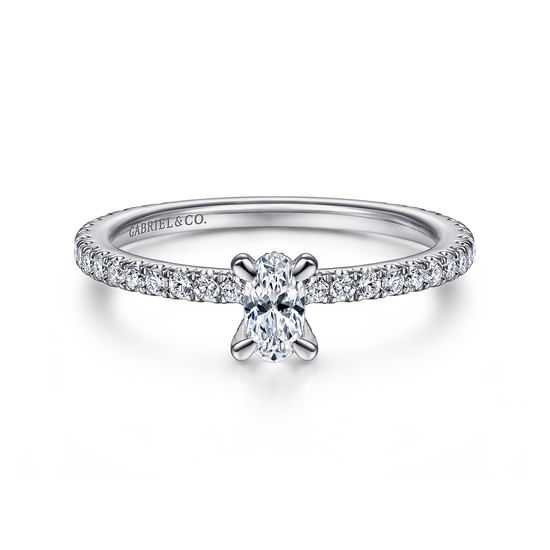 Gabriel - 14K White Gold Oval Diamond Engagement Ring