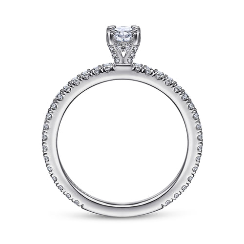 14K White Gold Oval Diamond Engagement Ring