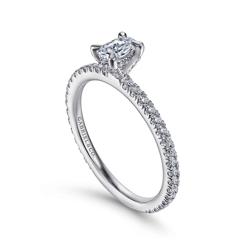 14K White Gold Oval Diamond Engagement Ring