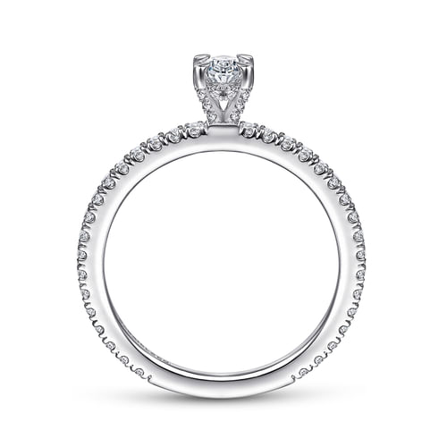 14K White Gold Oval Diamond Engagement Ring