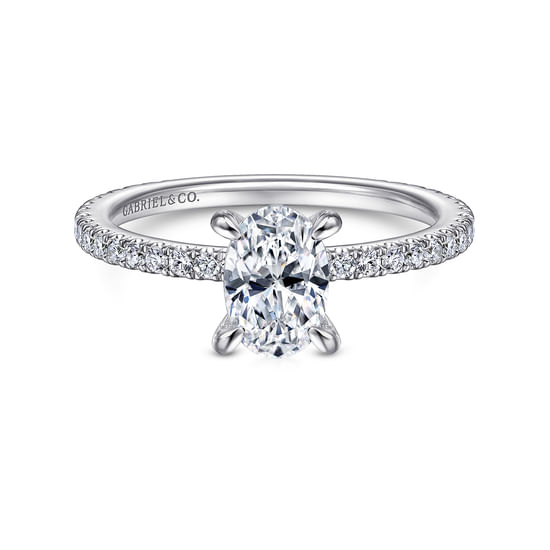 Gabriel - 14K White Gold Oval Diamond Engagement Ring