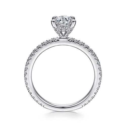 14K White Gold Oval Diamond Engagement Ring