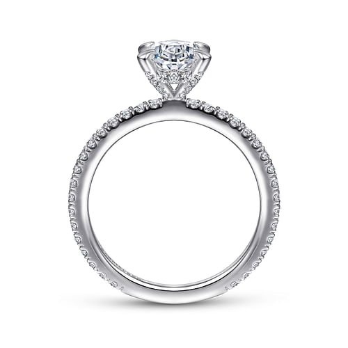 14K White Gold Oval Diamond Engagement Ring