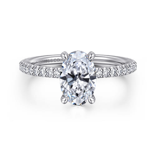 14K White Gold Oval Diamond Engagement Ring