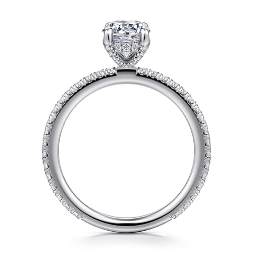 14K White Gold Oval Diamond Engagement Ring