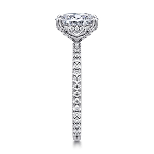 14K White Gold Oval Diamond Engagement Ring