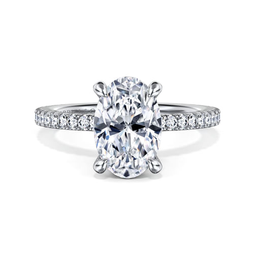 14K White Gold Oval Diamond Engagement Ring