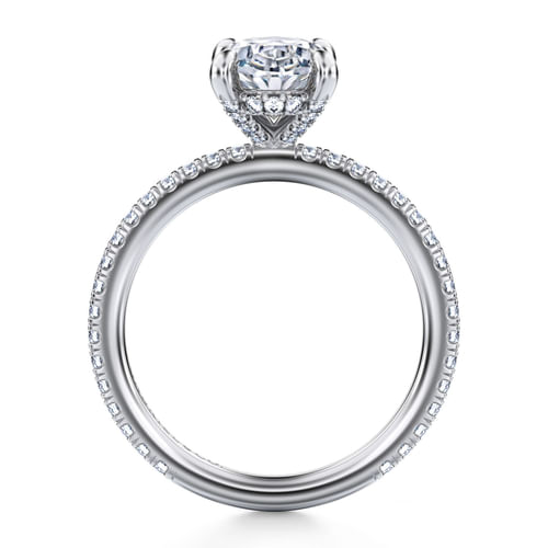 14K White Gold Oval Diamond Engagement Ring