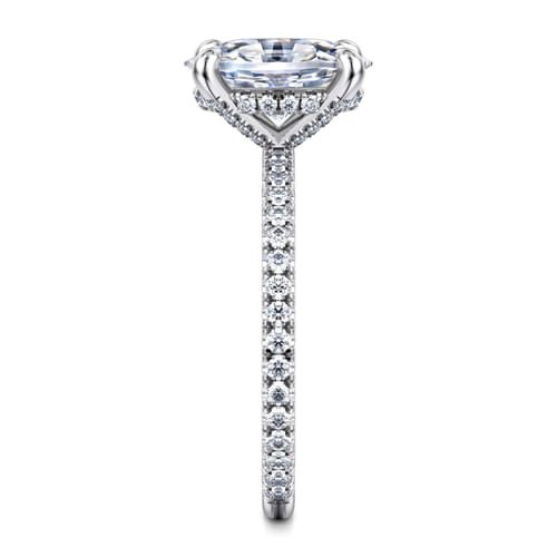 14K White Gold Oval Diamond Engagement Ring