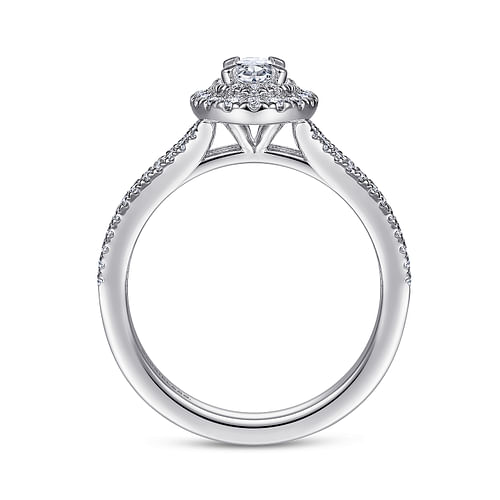 14K White Gold Oval Diamond Engagement Ring