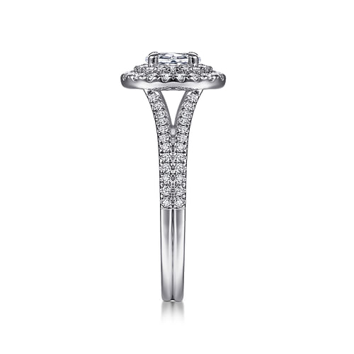 14K White Gold Oval Diamond Engagement Ring