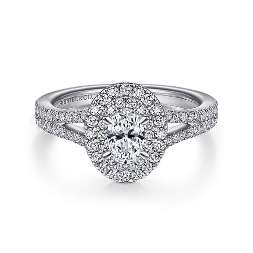 14K White Gold Oval Diamond Engagement Ring