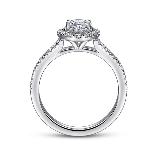 14K White Gold Oval Diamond Engagement Ring