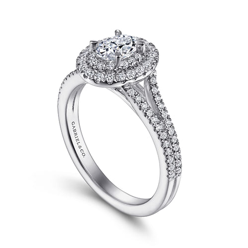 14K White Gold Oval Diamond Engagement Ring