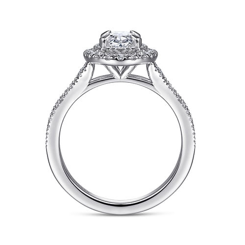 14K White Gold Oval Diamond Engagement Ring