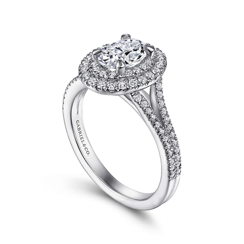 14K White Gold Oval Diamond Engagement Ring