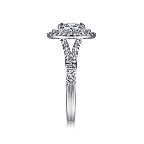 14K White Gold Oval Diamond Engagement Ring