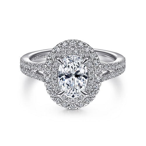 14K White Gold Oval Diamond Engagement Ring