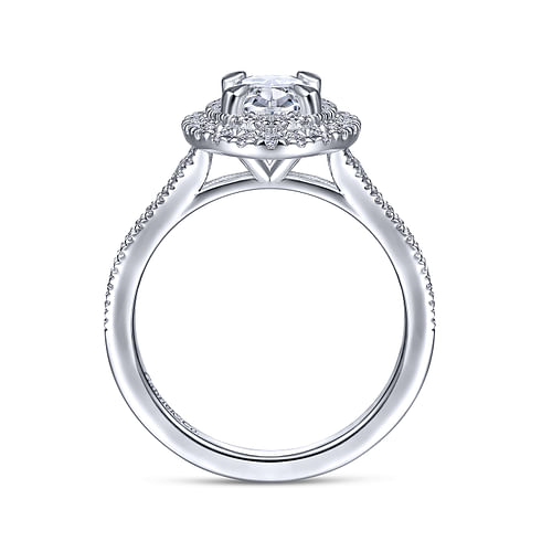 14K White Gold Oval Diamond Engagement Ring