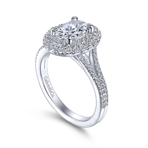 14K White Gold Oval Diamond Engagement Ring