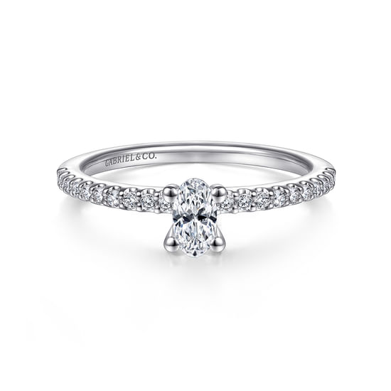 Gabriel - 14K White Gold Oval Diamond Engagement Ring