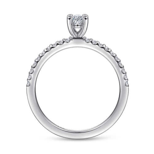 14K White Gold Oval Diamond Engagement Ring