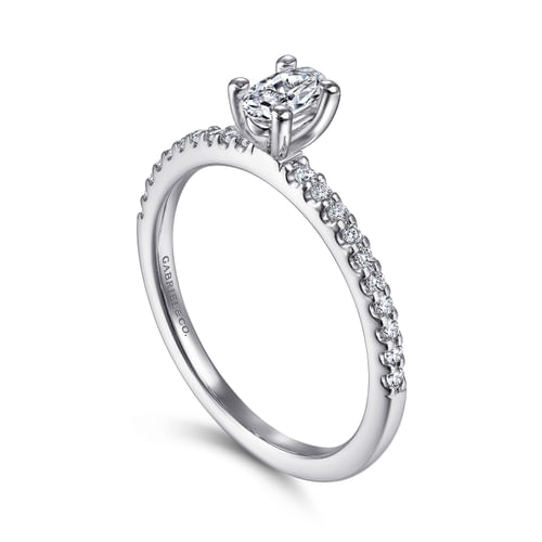 14K White Gold Oval Diamond Engagement Ring