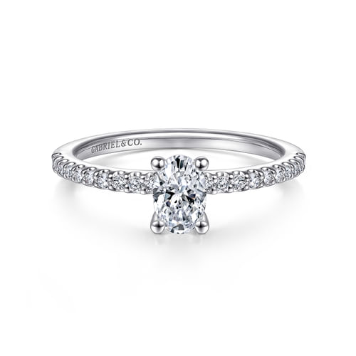 14K White Gold Oval Diamond Engagement Ring
