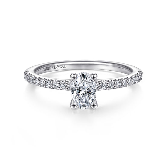 Gabriel - 14K White Gold Oval Diamond Engagement Ring