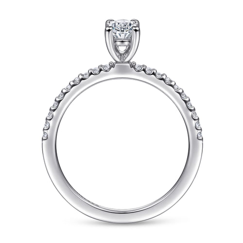 14K White Gold Oval Diamond Engagement Ring