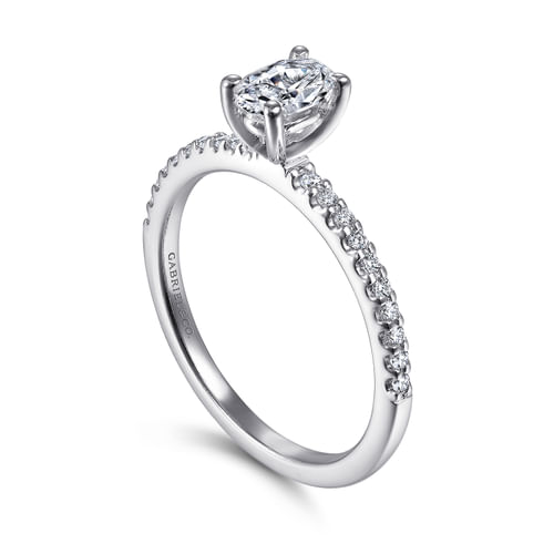 14K White Gold Oval Diamond Engagement Ring