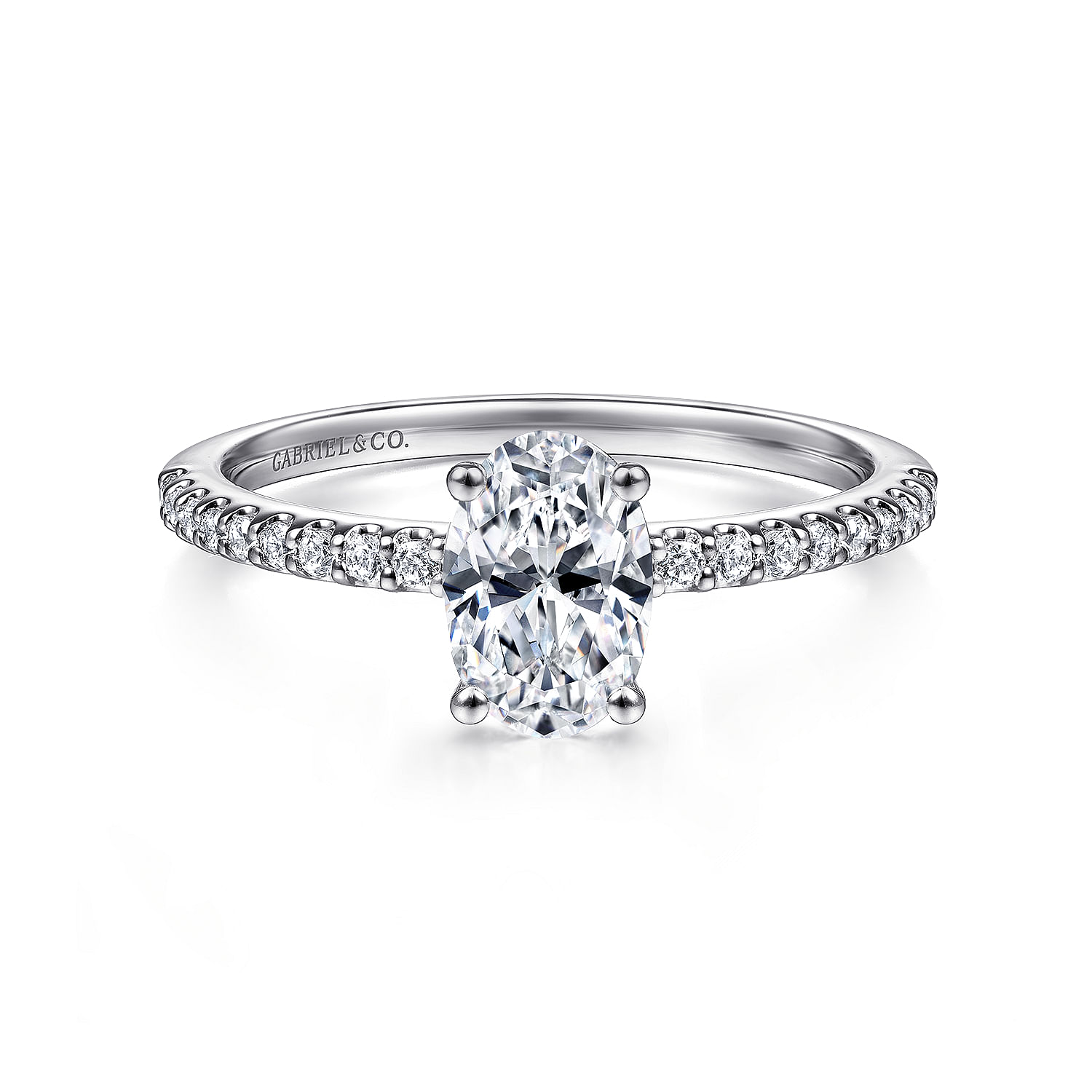 Gabriel - 14K White Gold Oval Diamond Engagement Ring