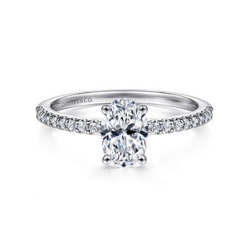 14K White Gold Oval Diamond Engagement Ring