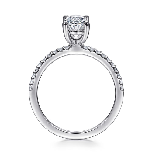 14K White Gold Oval Diamond Engagement Ring