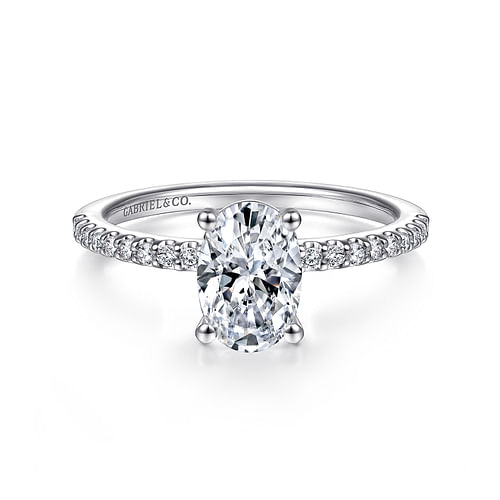 14K White Gold Oval Diamond Engagement Ring