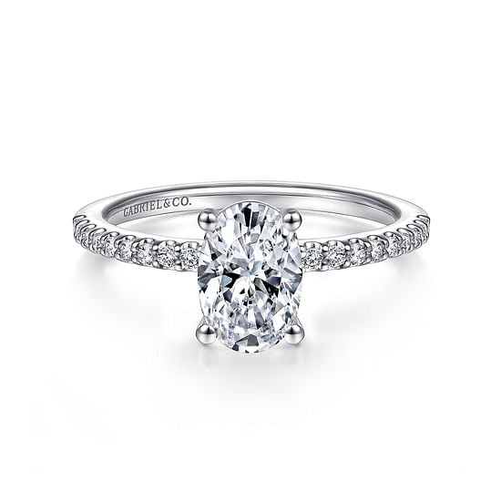 Gabriel - 14K White Gold Oval Diamond Engagement Ring