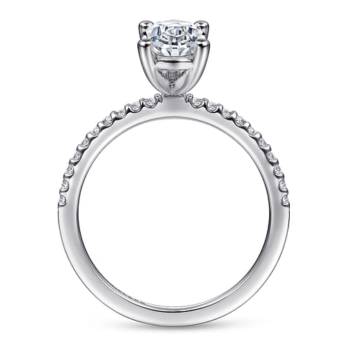 14K White Gold Oval Diamond Engagement Ring