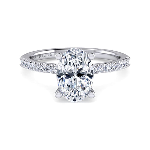 14K White Gold Oval Diamond Engagement Ring