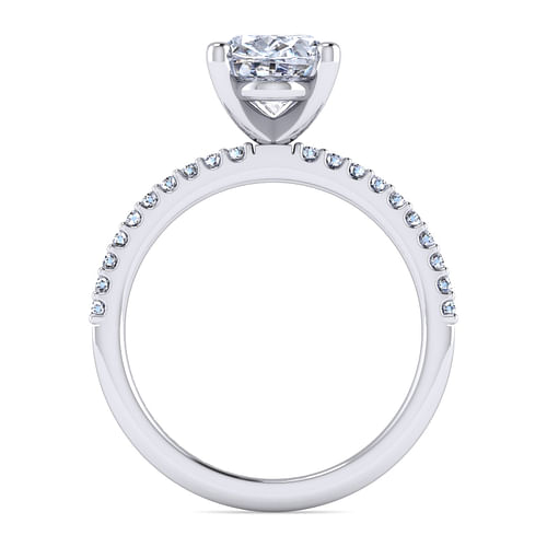 14K White Gold Oval Diamond Engagement Ring