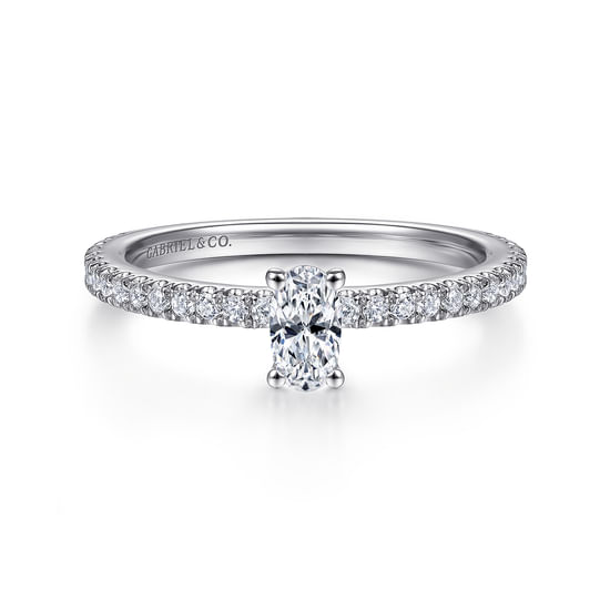 Gabriel - 14K White Gold Oval Diamond Engagement Ring