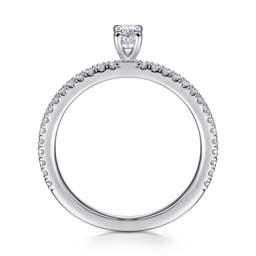 14K White Gold Oval Diamond Engagement Ring