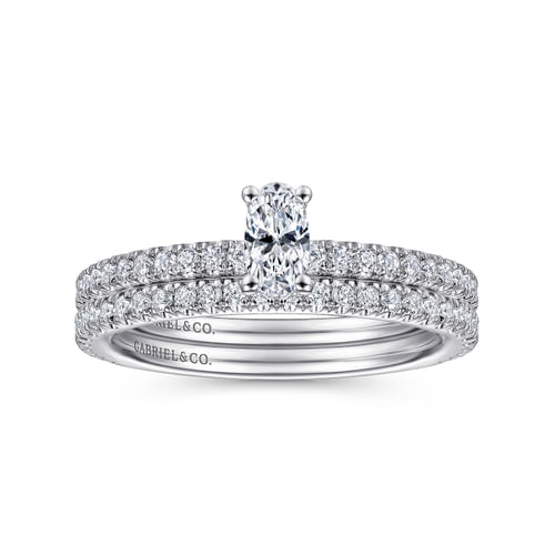 14K White Gold Oval Diamond Engagement Ring