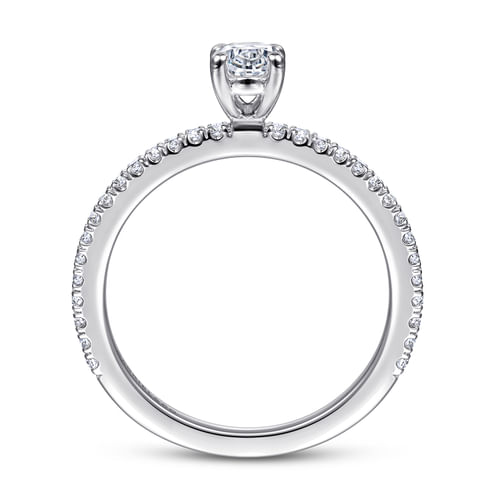 14K White Gold Oval Diamond Engagement Ring