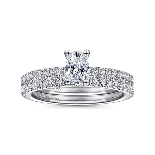 14K White Gold Oval Diamond Engagement Ring